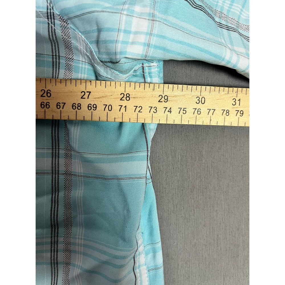 George Button Down Shirt 3XL Plaid Light Blue Short Sleeve Fair - Picture 10 of 13